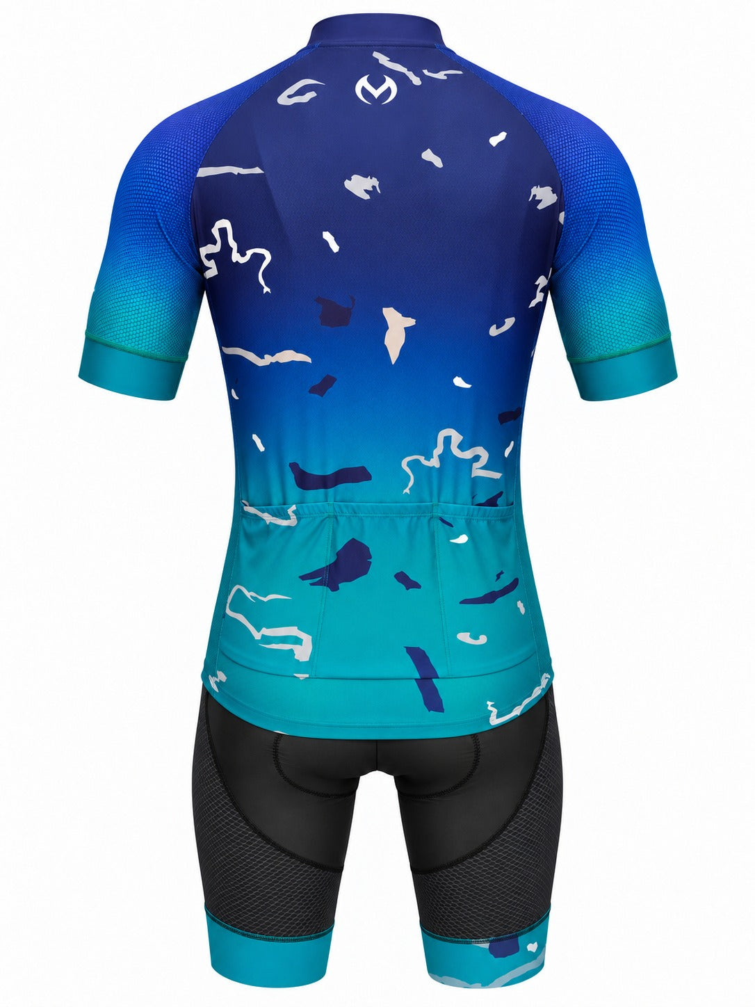 MODAS Blue Glacier Men's Short-Sleeve Cycling Jersey &amp; Bib Shorts Set