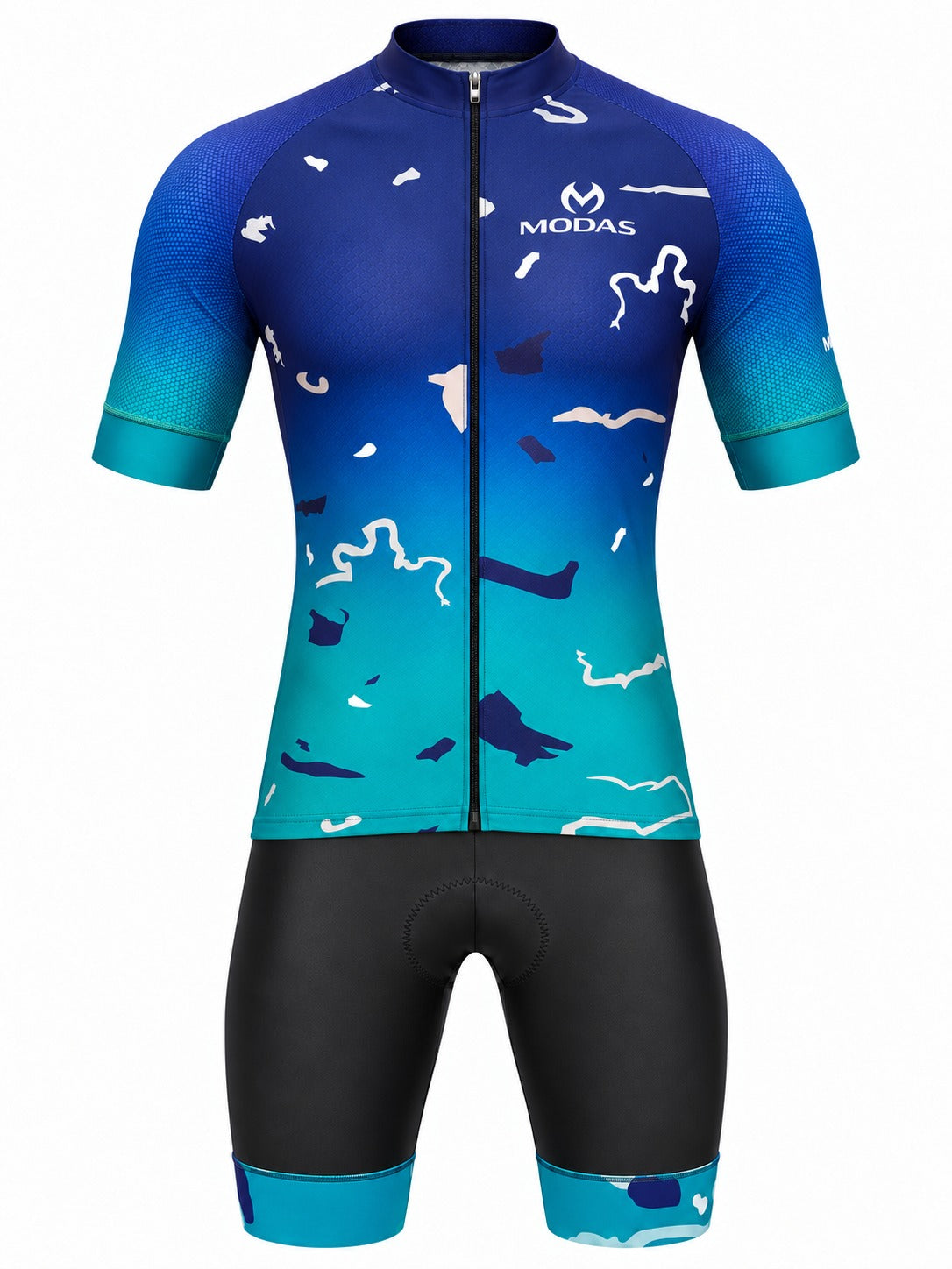 MODAS Blue Glacier Men's Short-Sleeve Cycling Jersey &amp; Bib Shorts Set