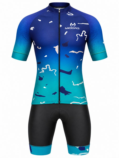 MODAS Blue Glacier Men's Short-Sleeve Cycling Jersey &amp; Bib Shorts Set