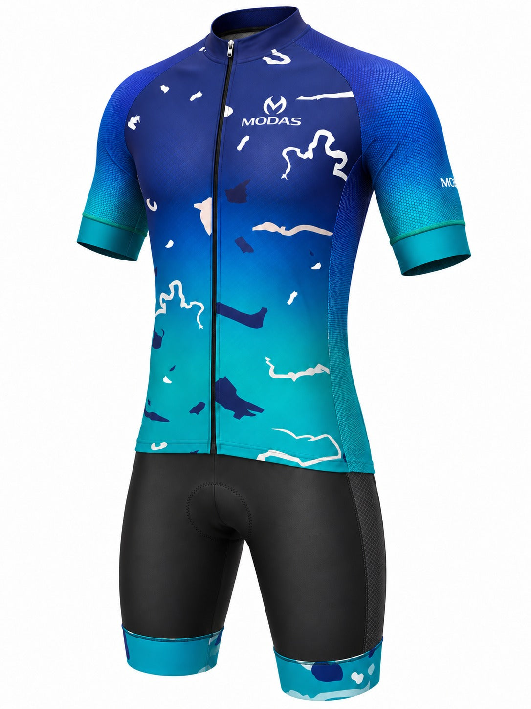 MODAS Blue Glacier Men's Short-Sleeve Cycling Jersey &amp; Bib Shorts Set